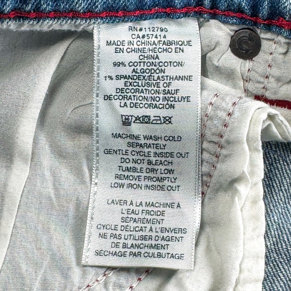 True Religion Mens Rocco Big T Relaxed Skinny Jeans 32x31 Red Stitch Y2K Stretch - Picture 7 of 14